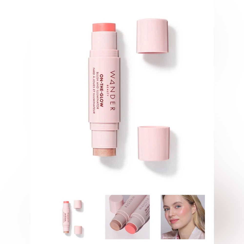 NIB Wander Beauty On-The-Glow Duo Blush and Illuminator in Coral Rose